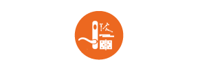 andersen window and doors icon in orange circle